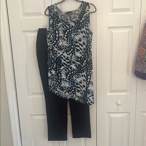 Stylish Black and Blue Women's tank tunic and black pants
